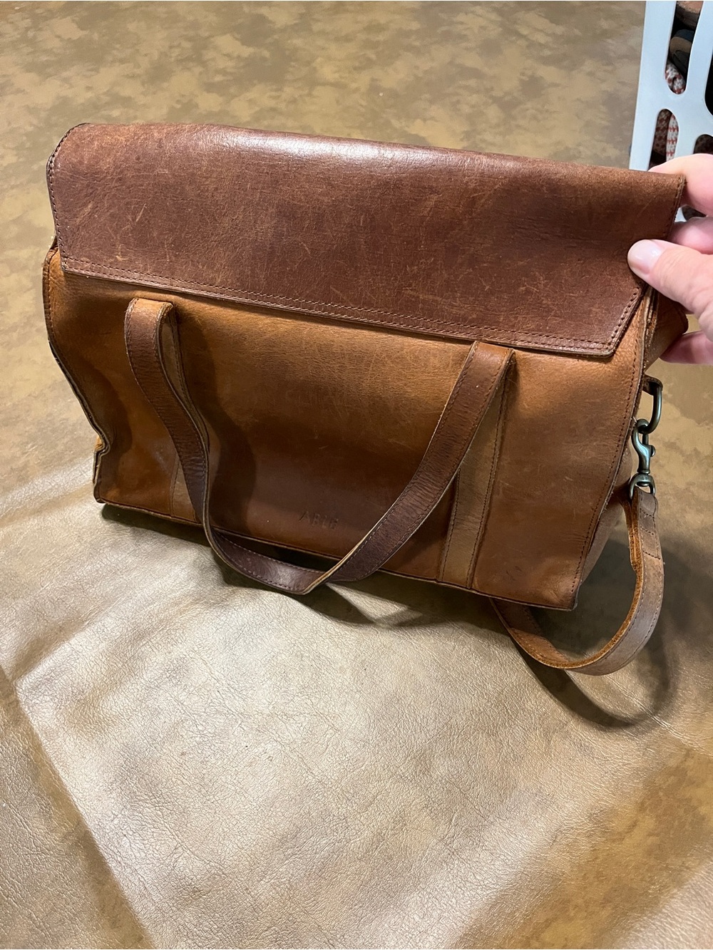 Able Brown Leather Crossbody Messenger Bag - Picture 3 of 5